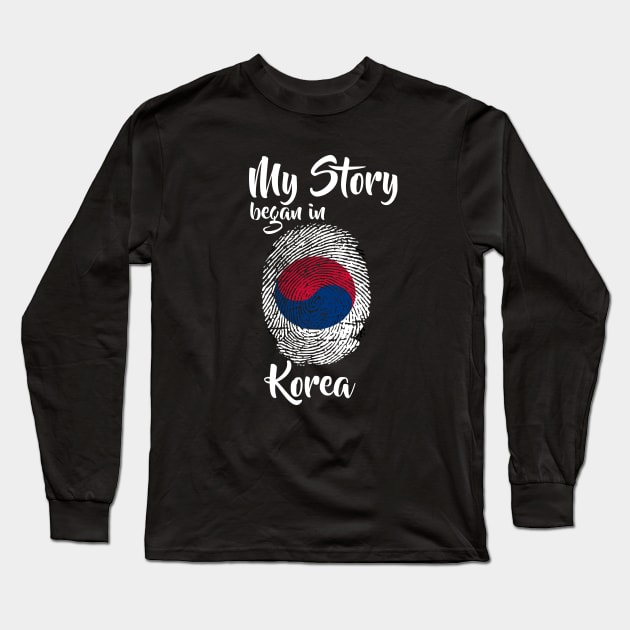 Korea Flag Fingerprint My Story DNA Korean Long Sleeve T-Shirt by Your Culture & Merch